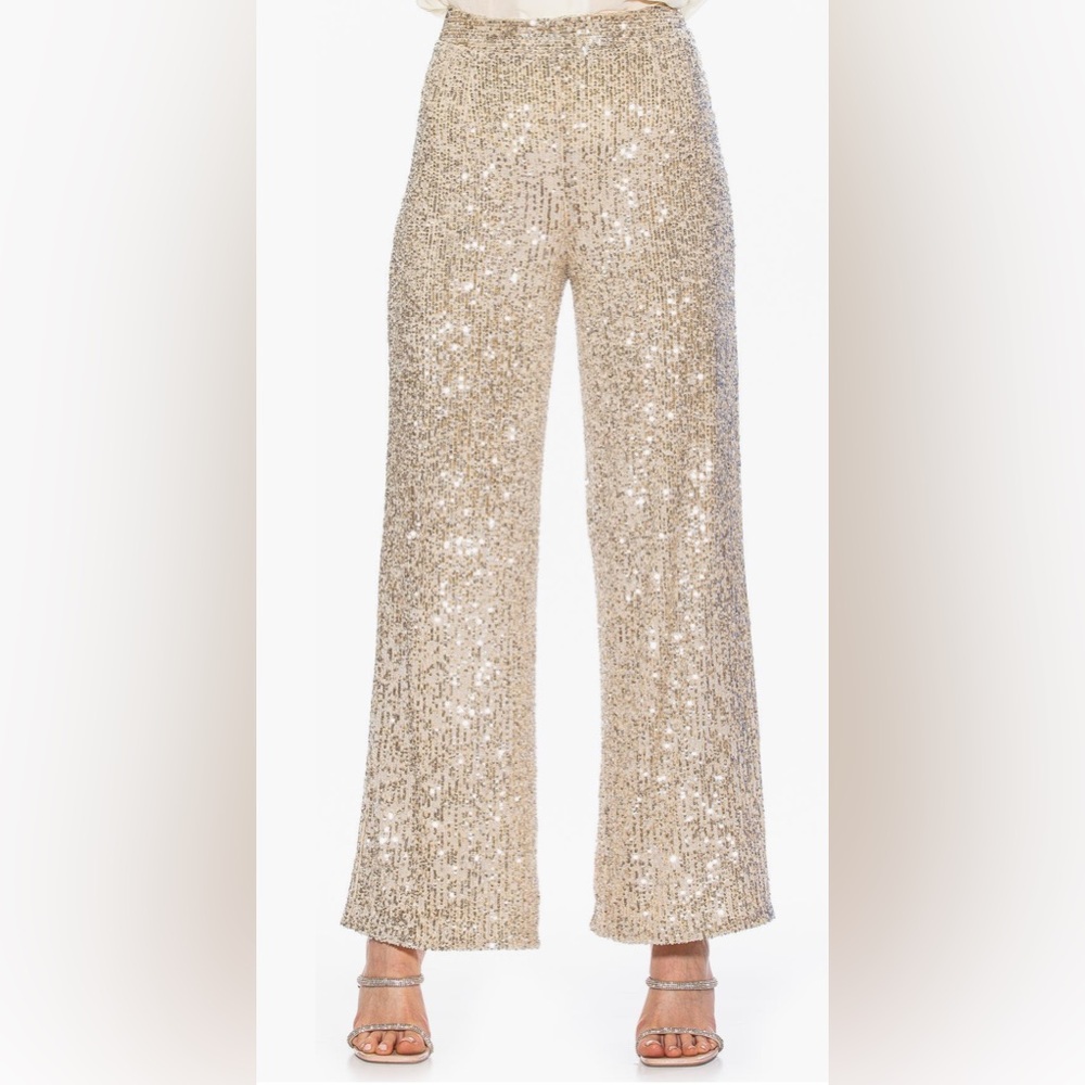 Alexia Admor Illy Wide Leg Sequin Pants. Size L. NEW with Tags